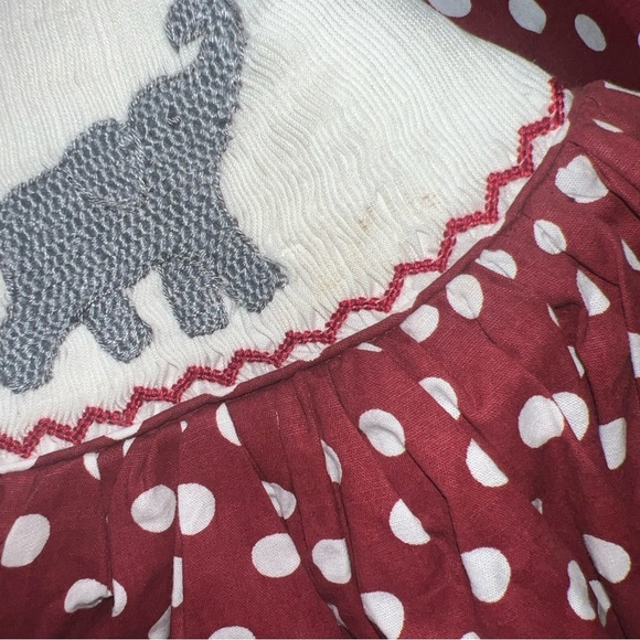 The smocking bug Alabama roll tide maroon polka dot bishop dress 6 smocked - Picture 4 of 4